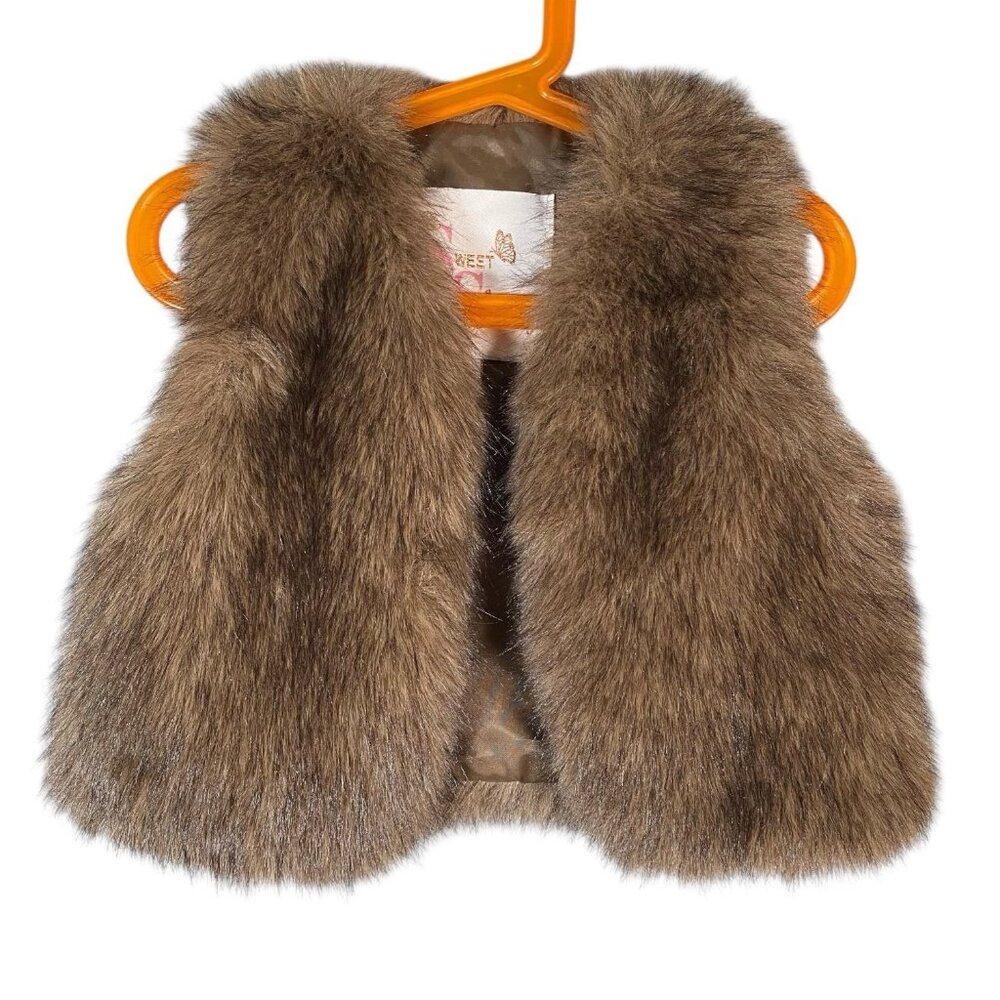 Sweet Stories Toddler Girl Faux Fur Vest S Silky Soft Boho Festival Penny Lane